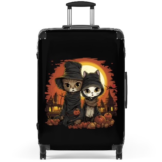 Cute Kittens Trick or Treating - Happy Halloween! Suitcases