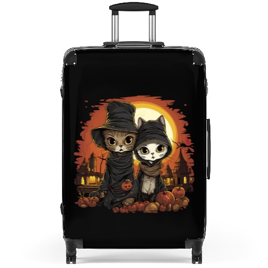 Cute Kittens Trick or Treating - Happy Halloween! Suitcases