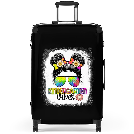 Kindergarten Vibes Bleached Messy Bun Girl Suitcases