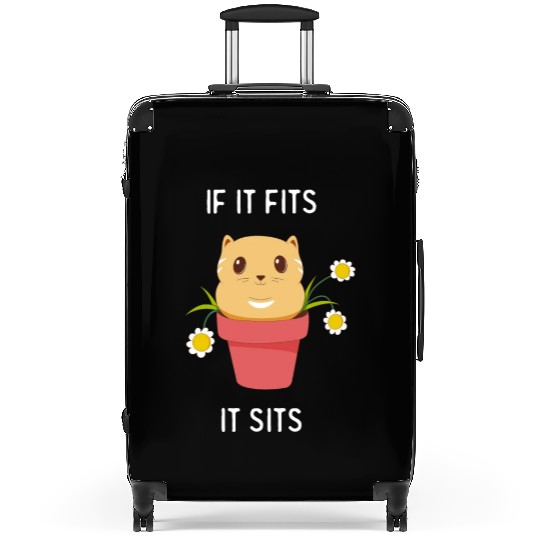 If It Fits It Sits Funny Cat Lover Cute Suitcases