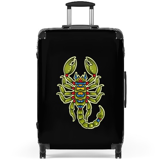 Neotraditional Scorpio In Green Suitcases