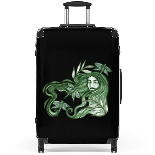 Dragonfly Goddess In Green Suitcases