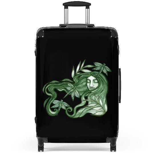 Dragonfly Goddess In Green Suitcases