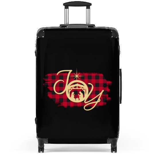 Joy In A Ger Nativity Jesus Birth Buffalo Plaid Suitcases