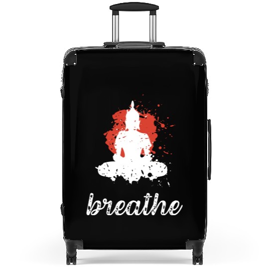 Breathe quote Buddha graphic Suitcases