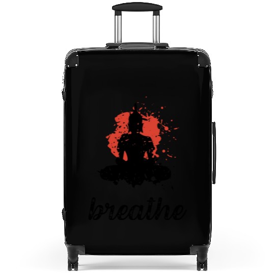 Breathe quote Buddha graphic Suitcases