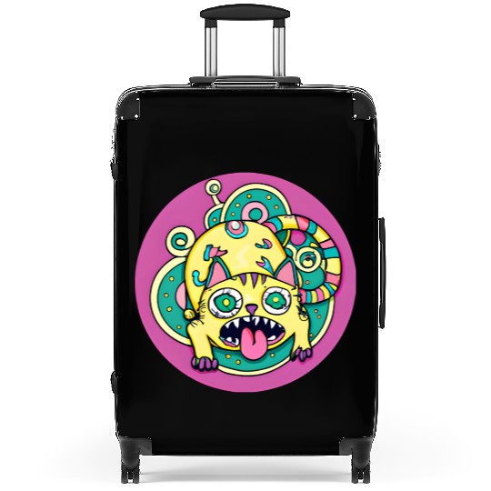 Psychedelic Trippy Cat Suitcases