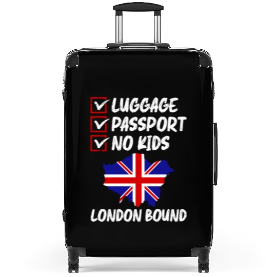 Luggage Passport No Kids London Bound Vacation Suitcases