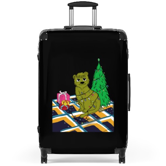 Cat Christmas Light Suitcases Funny Cat Lover