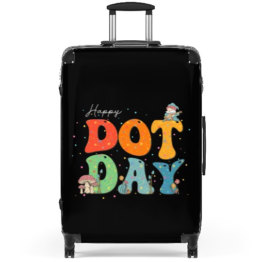Happy Dot Day Hippie Flowers Gnome Mushroon Groovy Suitcases