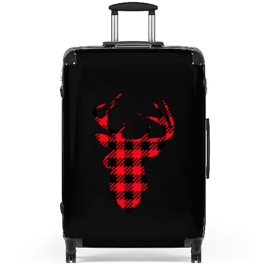 Deer Head Buffalo Plaid Suitcases
