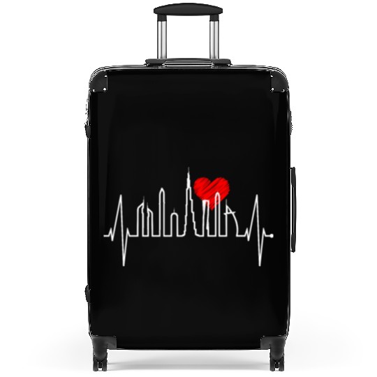 Dubai Skyline Heartbeat Burj Khalifa Silhouette Suitcases