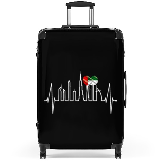 Dubai Skyline Heartbeat Burj Khalifa Love UAE Flag Suitcases