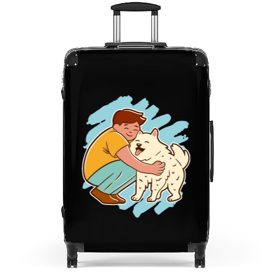 Dog and Boy Happy Friends Suitcases