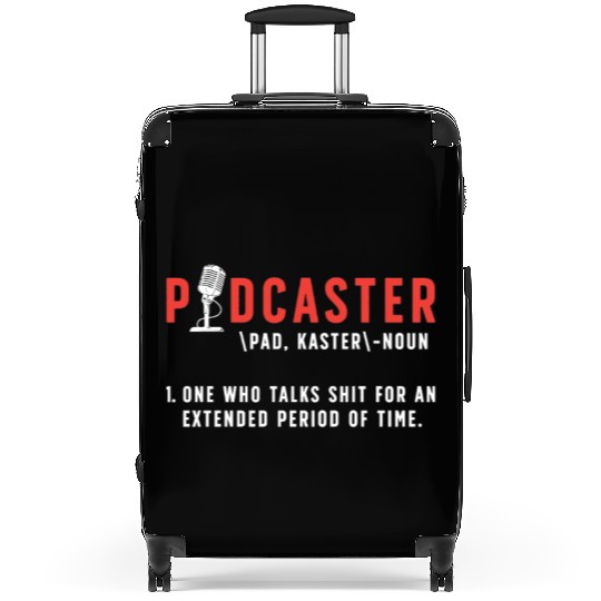 Podcasting Podcaster Noun One Who Talks Microphone Suitcases