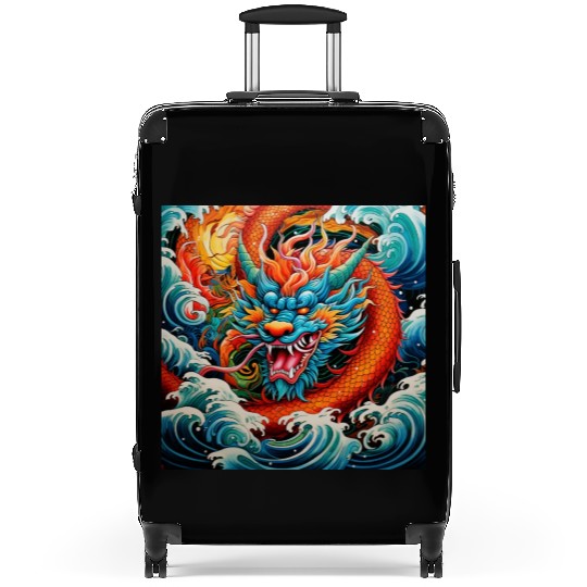 dragon pattern circle pentel color 4 Suitcases
