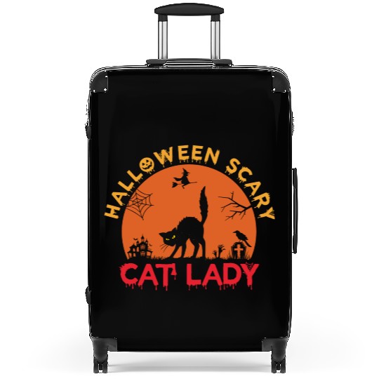 Helloween Scary Cat Lady Suitcases