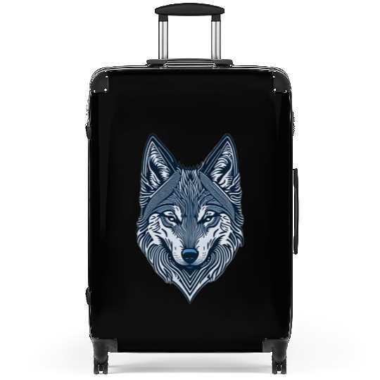 Beautiful wolf face Suitcases