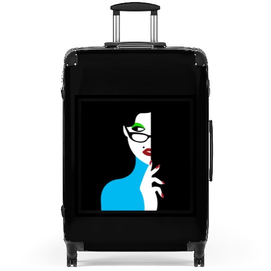 girl art black and wait framed graphic design Suitcases