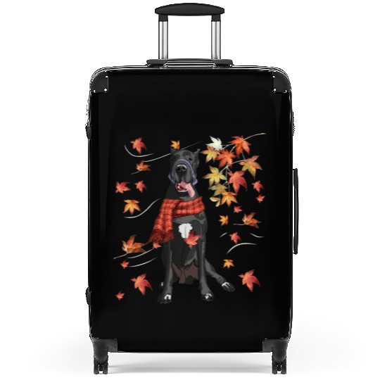 Maple Dog Leaf Fall Hello Autumn Funny Great Dane Suitcases