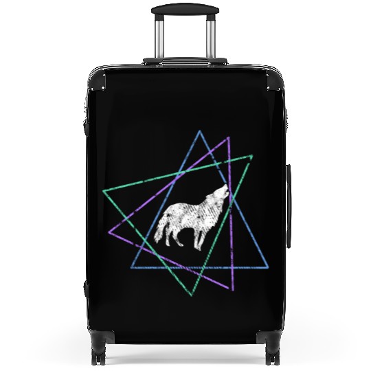 Geometric Howling Wolf Suitcases