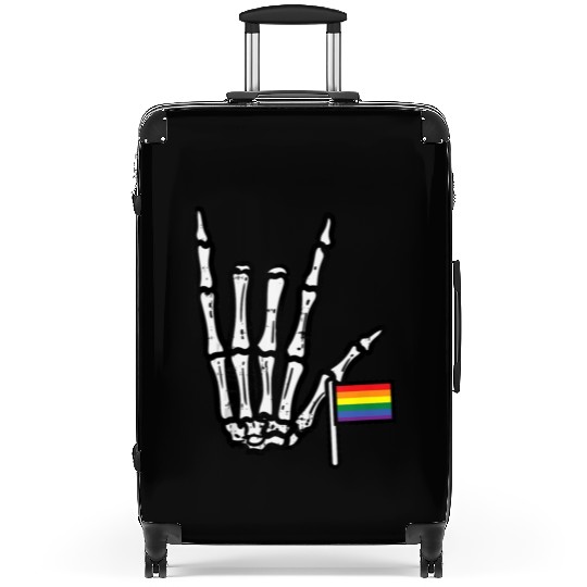 Gay Flag I Love You Hand Skeleton Rainbow Pride Suitcases