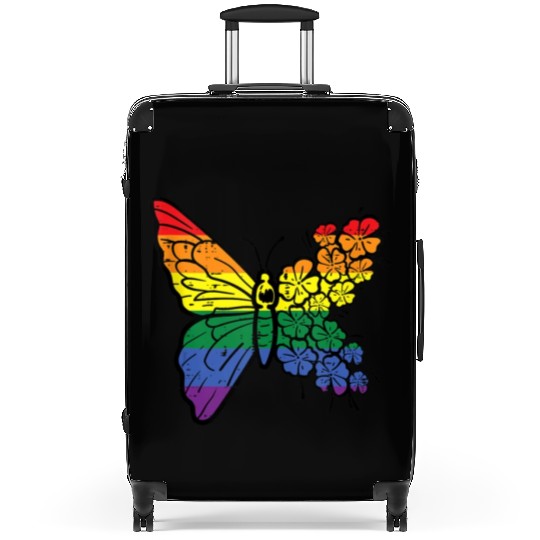 Gay Pride Butterfly Flower Rainbow Flag Lgbt Suitcases