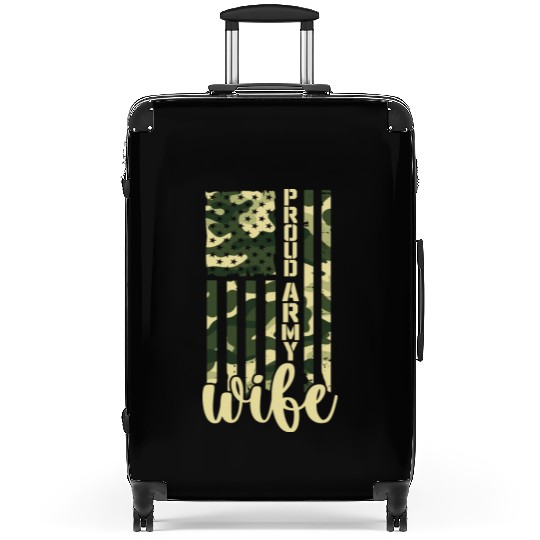 Proud Army Wife American Soldier US Flag Military Suitcases