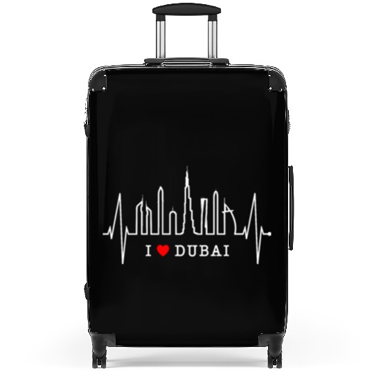Dubai Skyline Heartbeat Burj Khalifa Silhouette Suitcases