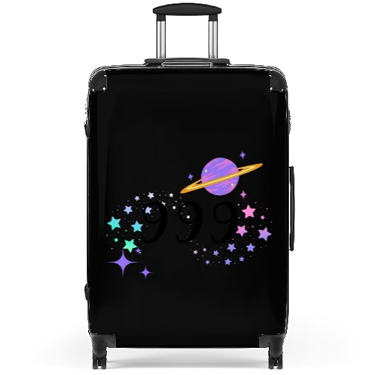 Angel Numbers 999 Purple Saturn with Stars Suitcases
