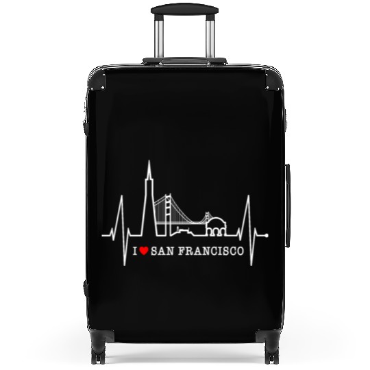 San Francisco Skyline Heartbeat California Lover Suitcases