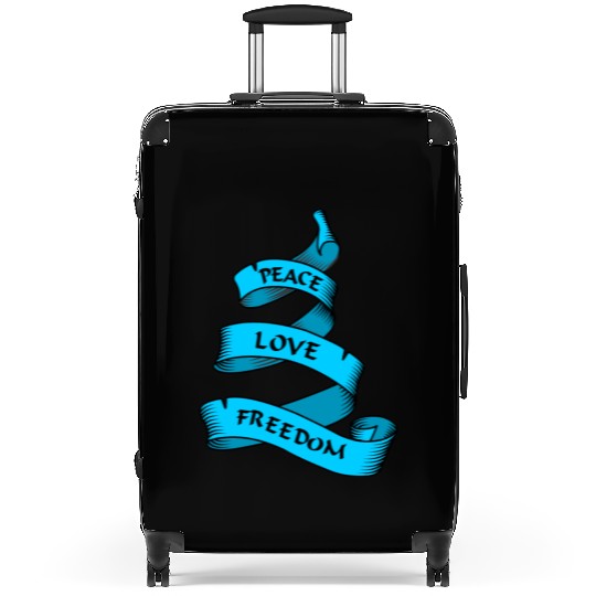 Peace love freedom blue Suitcases