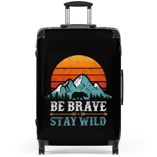 Be Brave Stay Wilderness Bear Mountains Vintage Suitcases
