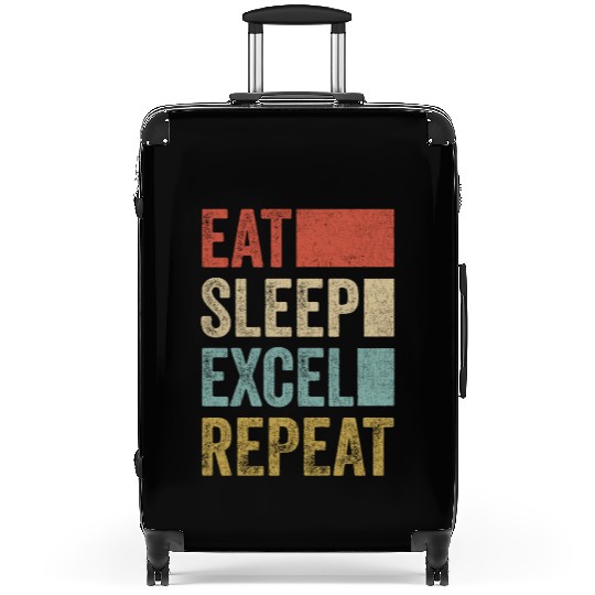 Vintage Retro Eat Sleep Excel Repeat Funny Excel Suitcases