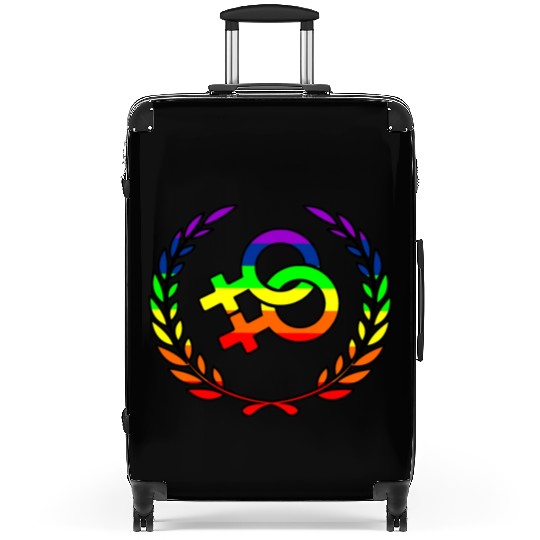 Rainbow lesbians pride logo laurel wreath Suitcases