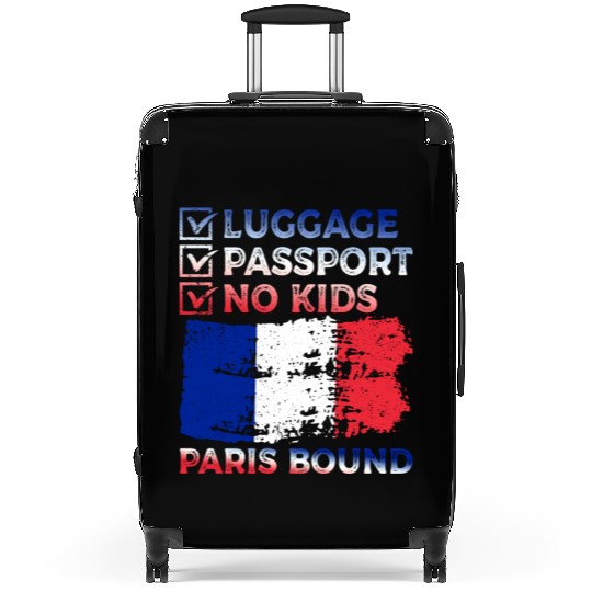 Luggage Passport No Kids France Bound Vacation Suitcases