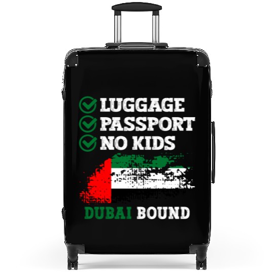Luggage Passport No Kids Dubai Bound Vacation Suitcases