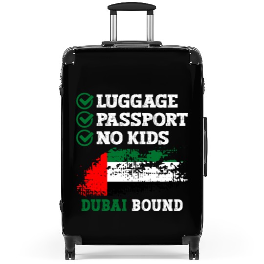 Luggage Passport No Kids Dubai Bound Vacation Suitcases
