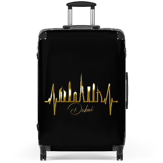 Dubai Skyline Heartbeat Burj Khalifa Silhouette Suitcases