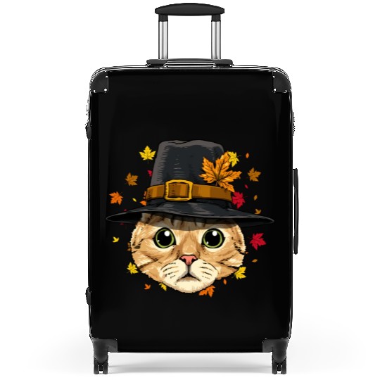 Thanksgiving Cat Pilgrim Suitcases