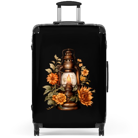 Vintage Wildflower Poster Green Botanical Wall Art Suitcases