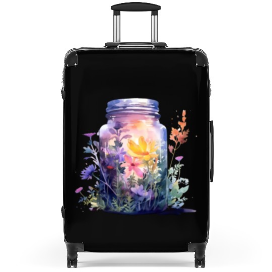 Vintage Wildflower Poster Green Botanical Wall Art Suitcases