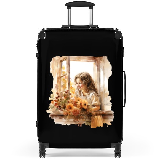 Vintage Wildflower Poster Green Botanical Wall Art Suitcases