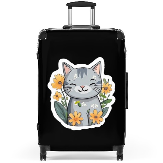 Cat and Flowers Suitcases