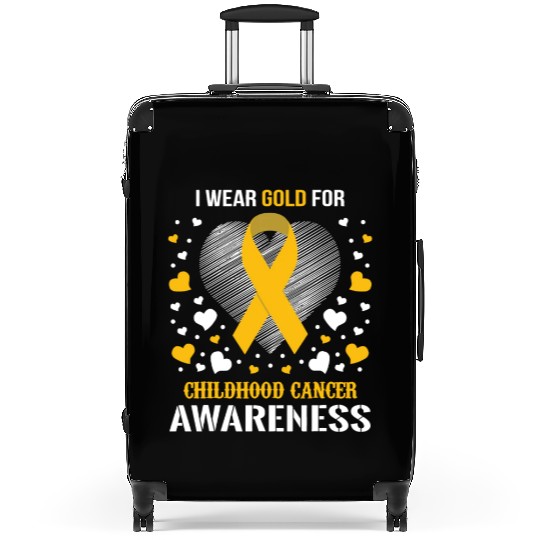 I Wear Childhood Cancer Awareness Supporter Ribbon Suitcases