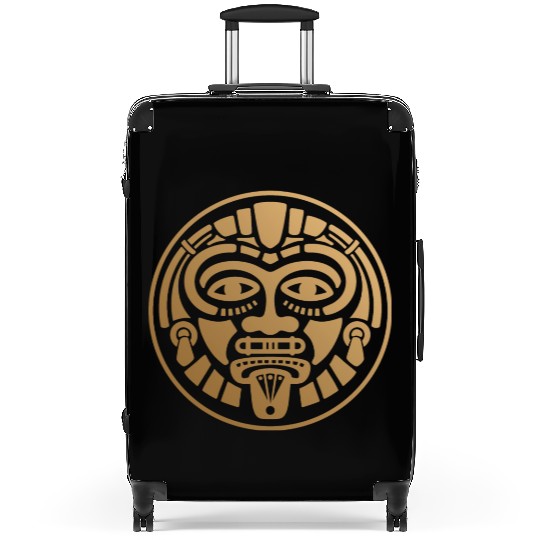 Minimalist Ethnic Mask Logo: Aztec & Mayan Suitcases