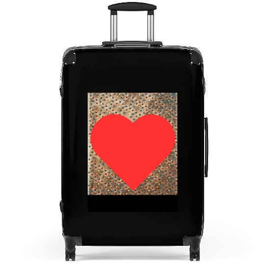 Romantic Red Love Heart on Brown Dotted Background Suitcases