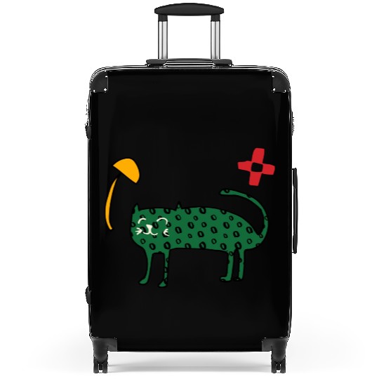 Spring Cute Green Cat Suitcases