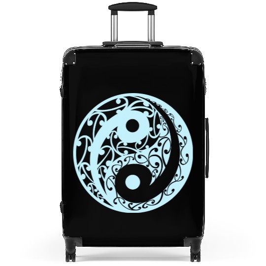 Yin And Yang In A Koru Pattern In A Light Blue Suitcases