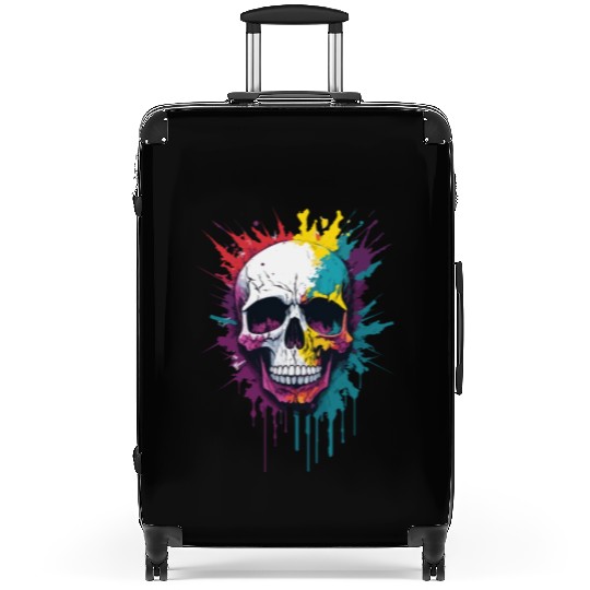 Colorful skull pain splash Suitcases
